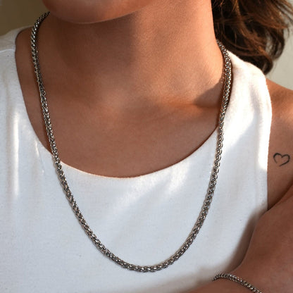 Style ALDGATE : Élégance Audacieuse - Collier Chaîne Byzantine Chunky de Largeur Moyenne en Argent.