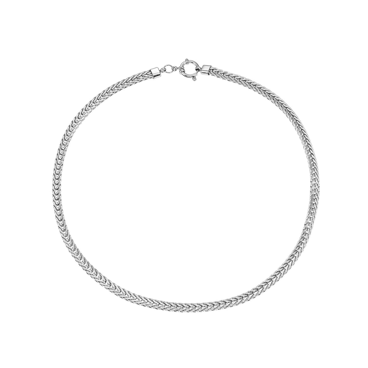 ALICE Silver (Or Blanc): Collier à Maillons Épais avec Pendentif Fermoir Anneau