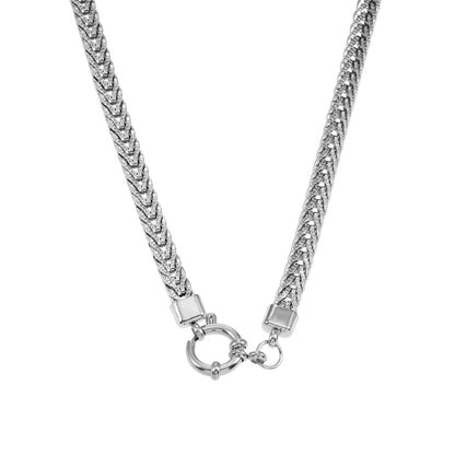ALICE Silver (Or Blanc): Collier à Maillons Épais avec Pendentif Fermoir Anneau