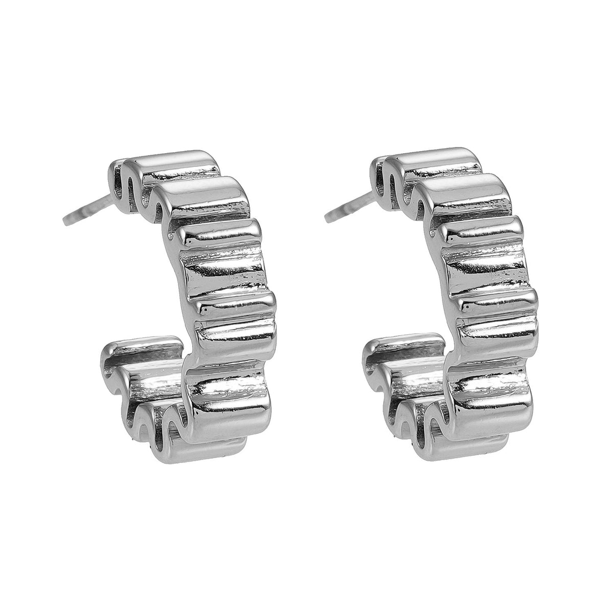 Style ALMORA : Boucles d'oreilles créoles torsadées d'inspiration rétro en or blanc (ton argenté)