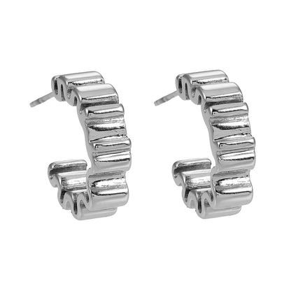 Style ALMORA : Boucles d'oreilles créoles torsadées d'inspiration rétro en or blanc (ton argenté)