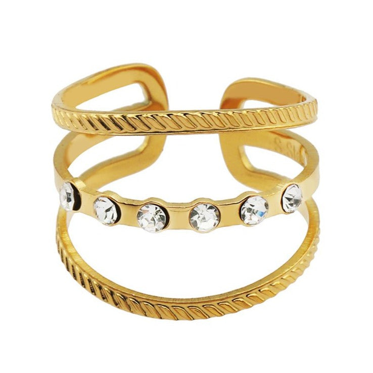 AMALIA: Bague en or ornée de zircone triple épaisseur