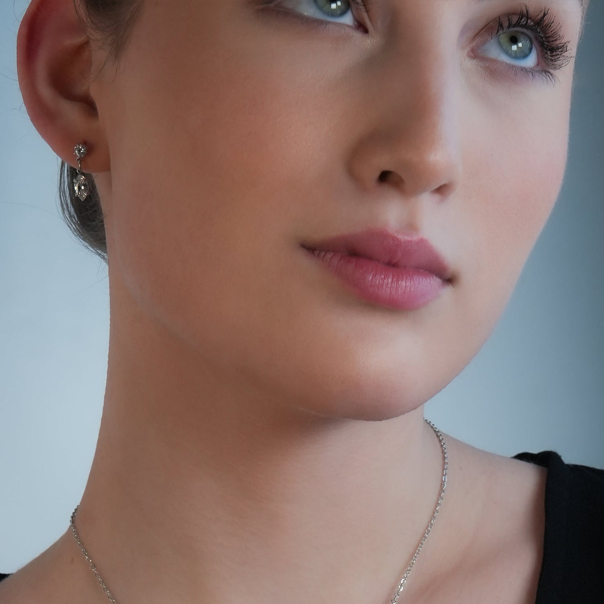 ANDALUSIA: Elegant Chain-Link Zirconia (CZ) Drop Earrings in White Gold (Silver Toned) – Timeless Sparkle for Any Occasion