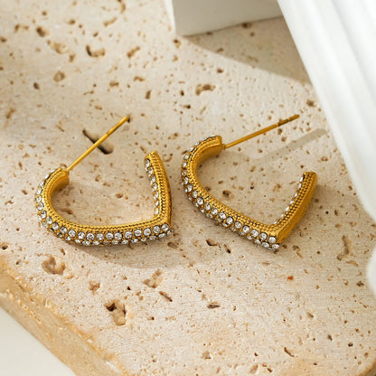 Style ANJAR Or : Créoles en forme de cœur incrustées de pierres précieuses en Zirconium