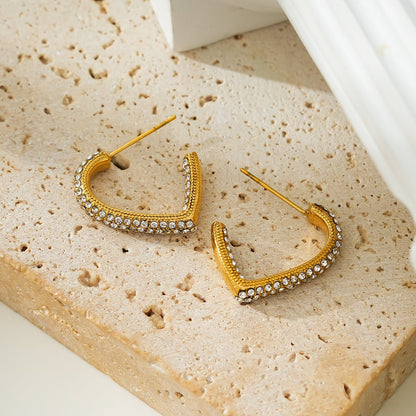 Style ANJAR Or : Créoles en forme de cœur incrustées de pierres précieuses en Zirconium