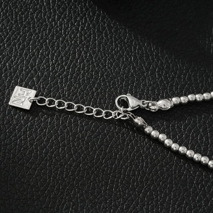 Style ANNABETH: Twin-Bead Fusion White Gold (Silver Toned) Chain Bracelet