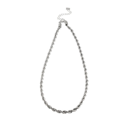 ARKLEY Or blanc (ton argent) : Collier texturé avec chaîne torsadée épaisse.