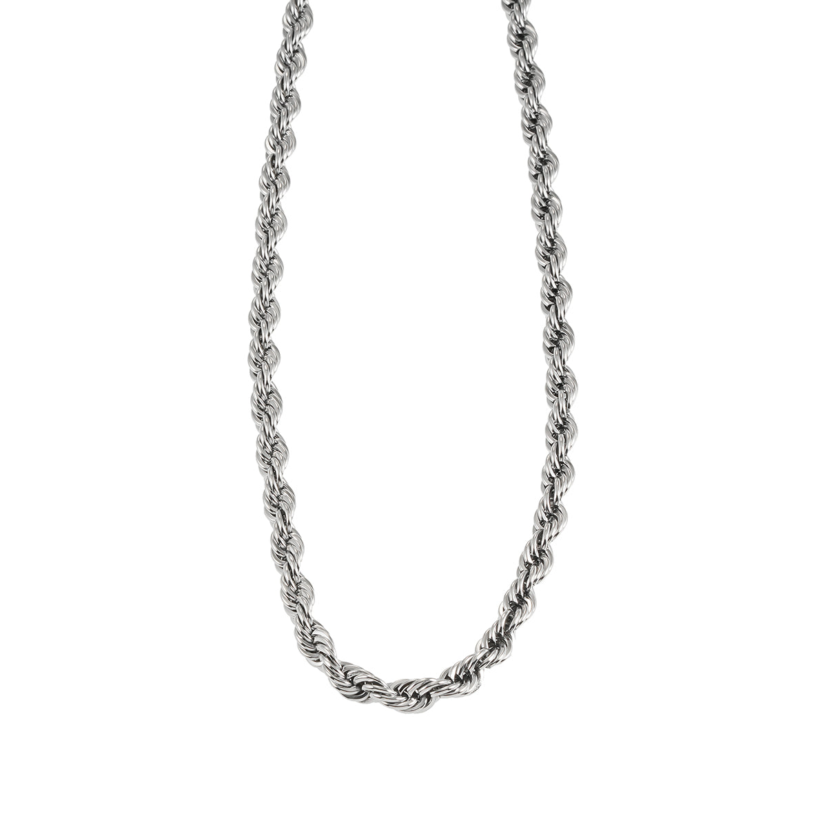 ARKLEY Or blanc (ton argent) : Collier texturé avec chaîne torsadée épaisse.