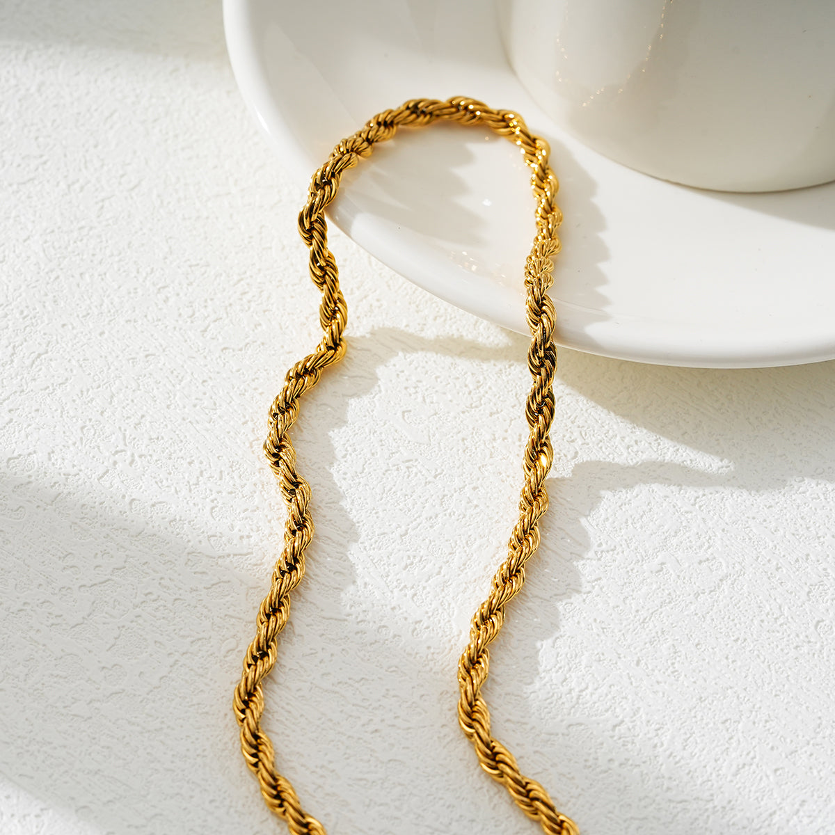 ARKELEY Gold : Collier texturé chaîne corde épaisse
