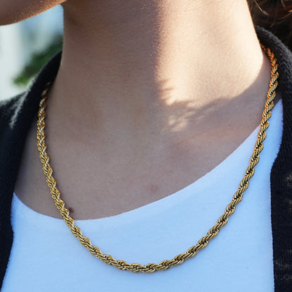 ARKELEY Gold : Collier texturé chaîne corde épaisse