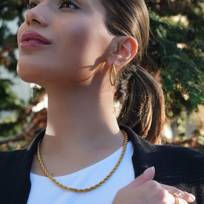 ARKELEY Gold : Collier texturé chaîne corde épaisse