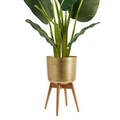 Atzi - Mid-Century Turned Wood Leg Planter Brass (Multiple Sizes)