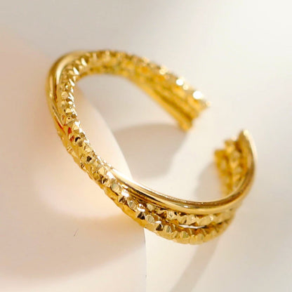 AZURA : Bague triple texture contrastée
