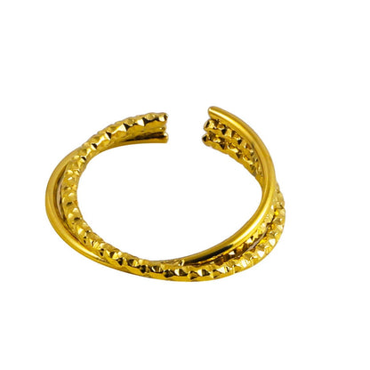 AZURA : Bague triple texture contrastée