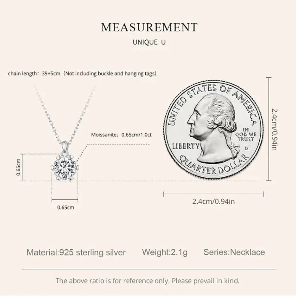 Superbe Collier Pendentif Moissanite 1 Carat | Argent Sterling 925 | Bijoux Fins de Mariage et de Mariée