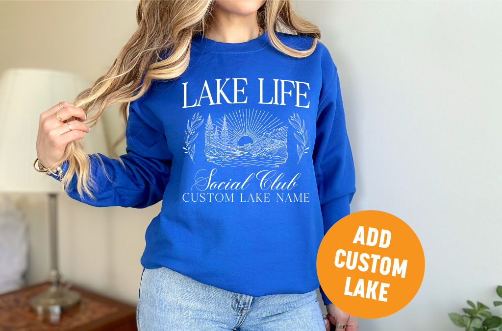 Sweat-shirt ras du cou unisexe Lake Life Social Club | Vêtements pour le lac | Vêtements de camping