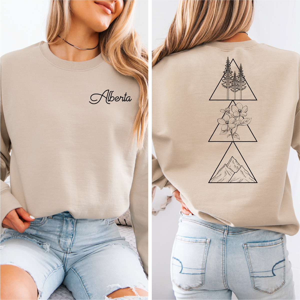 Col ras du cou unisexe Géométrique Alberta | Vêtements de la prairie | Vêtements Alberta