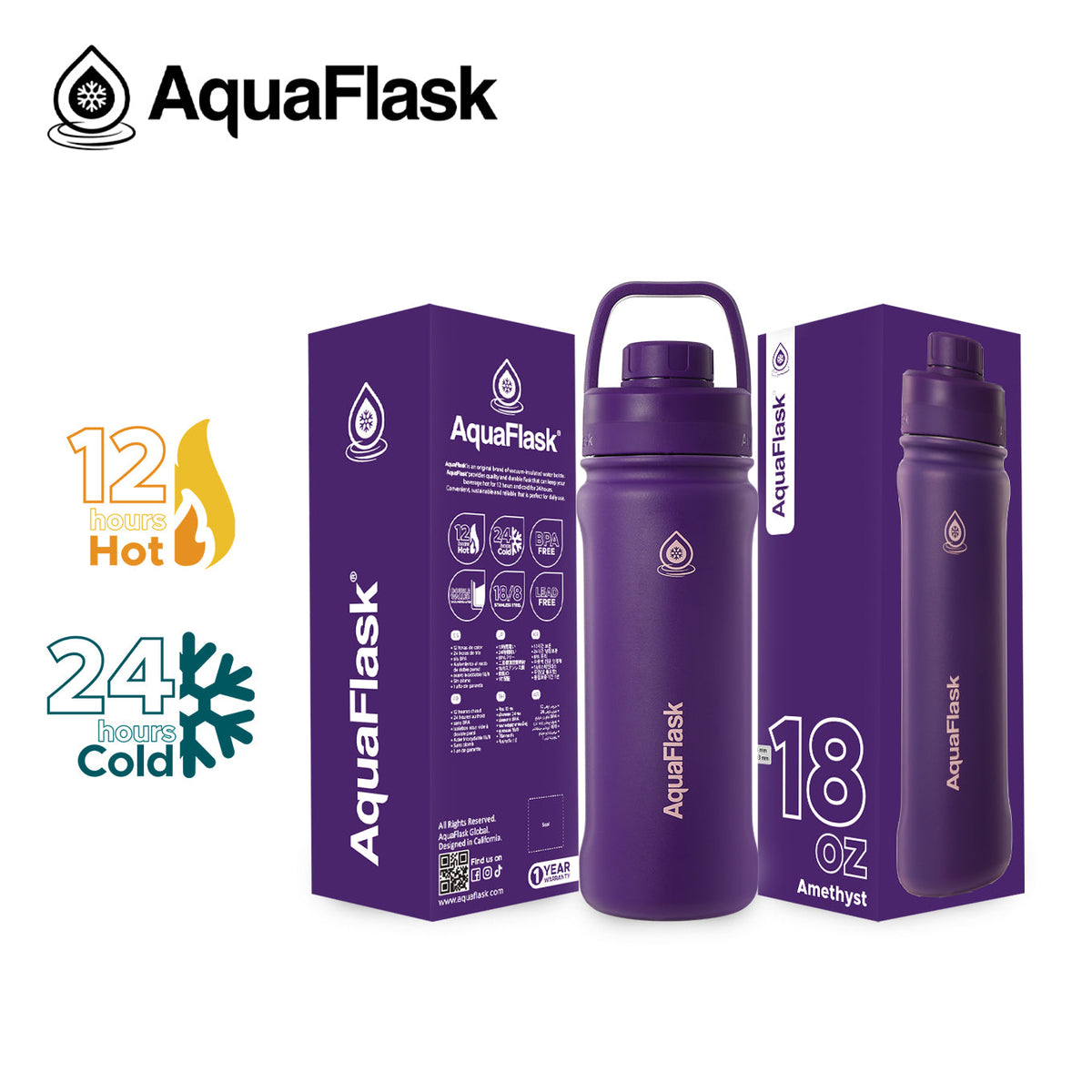 Bouteilles d'eau isothermes sous vide AquaFlask Original 530ml (18oz)
