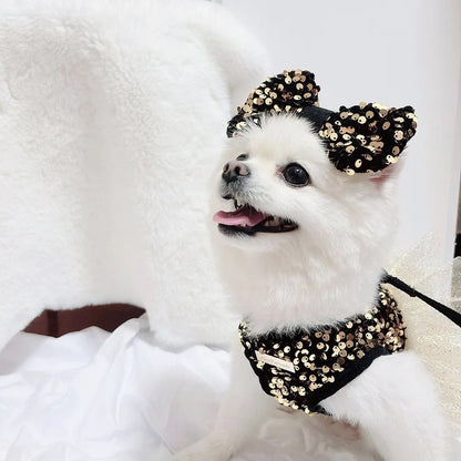 Ensemble robe pour chien Twinkle Star | Robe de fête avec nœud assorti