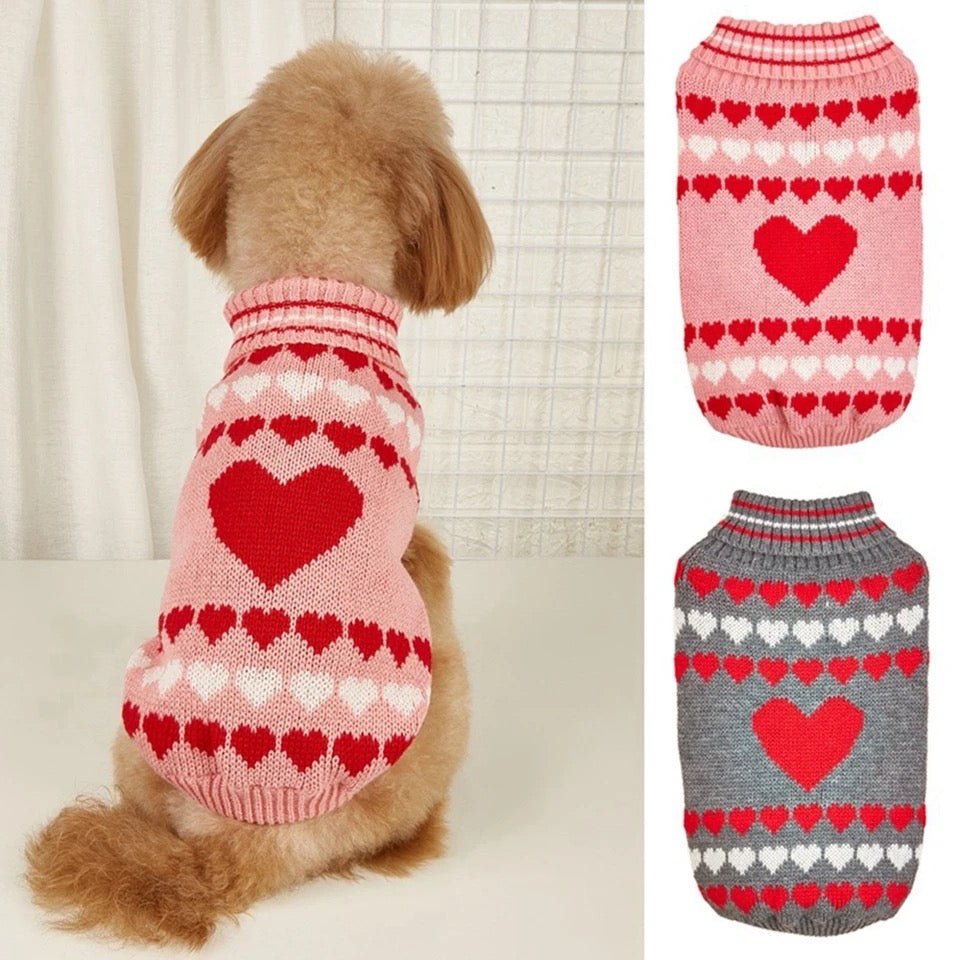 Pull tricoté pour chien | Pull pour chien Cœur d'amour