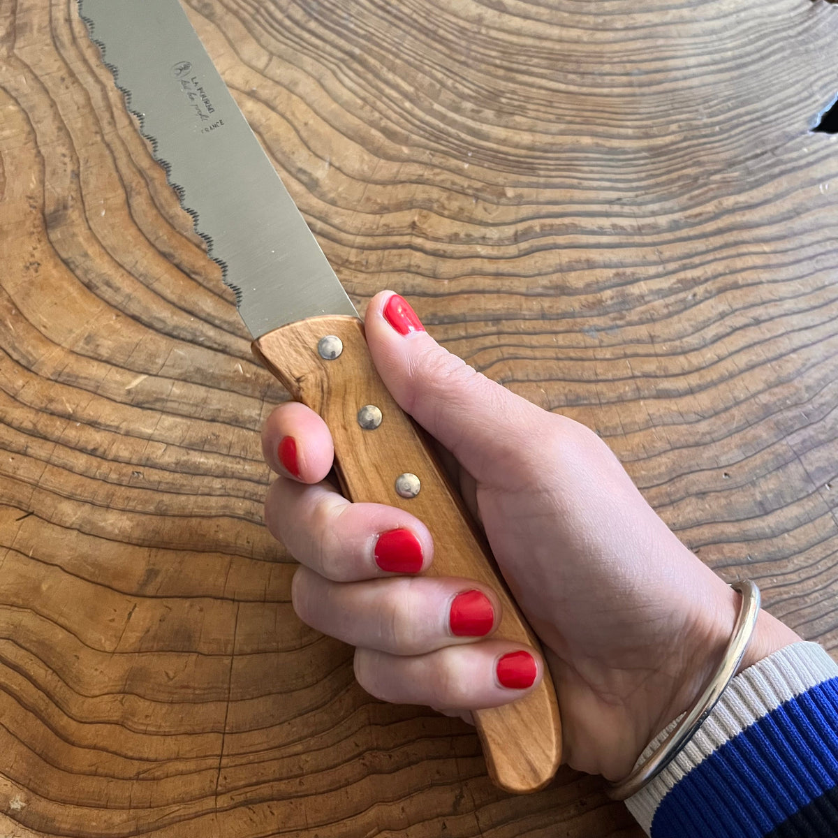 Couteau à Pain – Manche en Bois d'Olivier - 20 cm