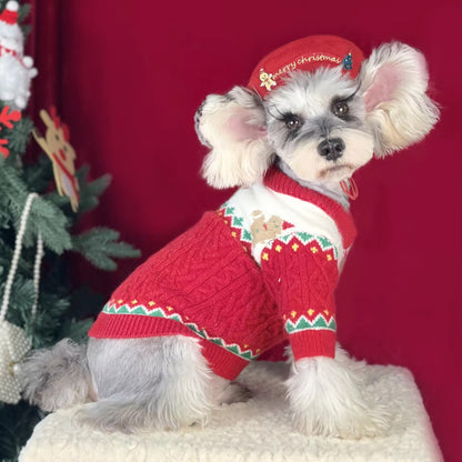 Pull de Noël pour chien en pain d'épices – Tenue tricotée d'hiver pour chiens