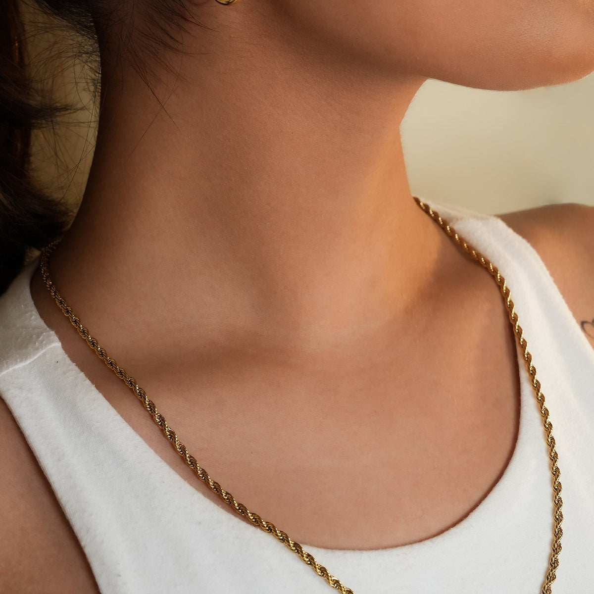 BALHAM : Collier en or texturé chaîne corde