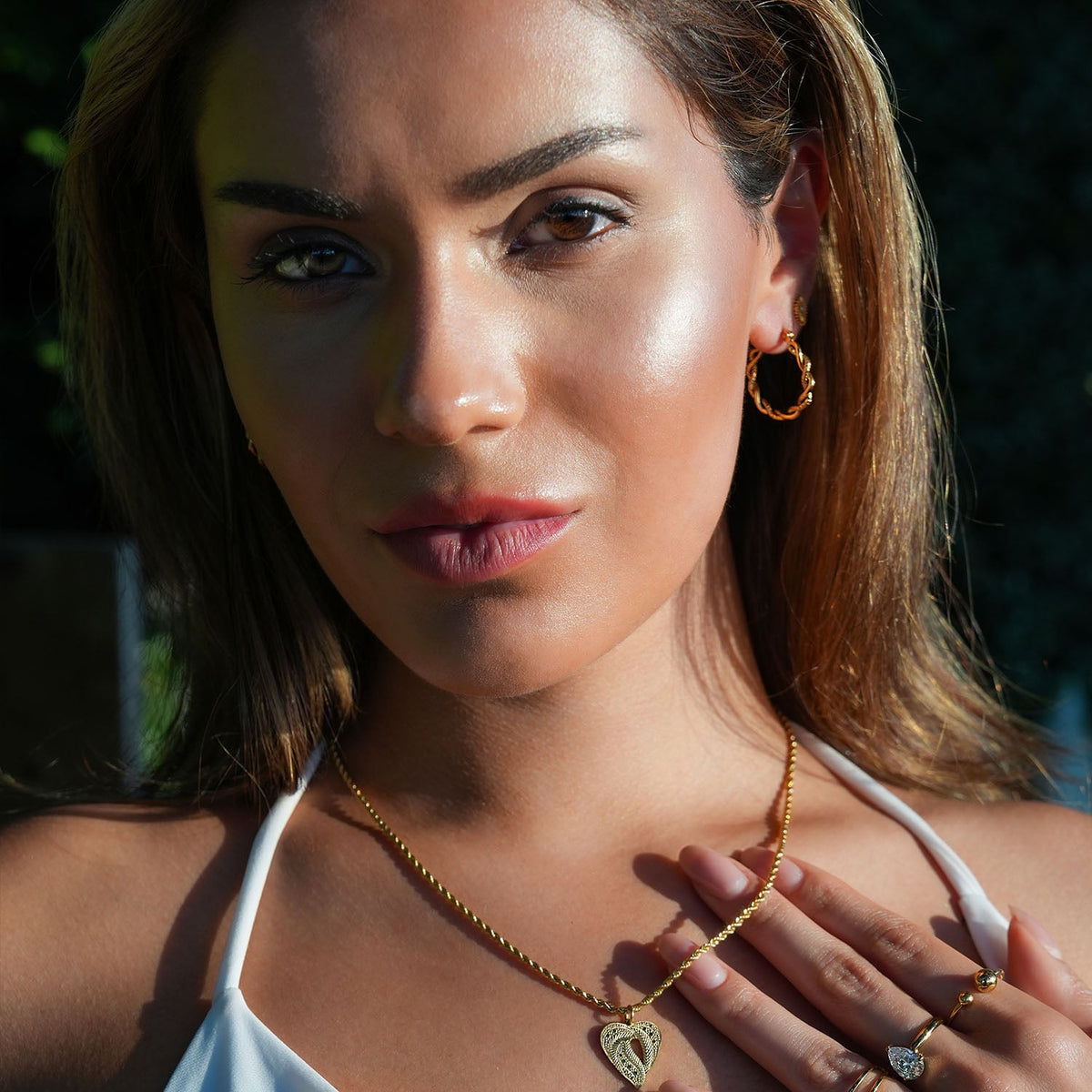 BARBARA Gold: Contrast Textured Twisted Rope Hoop Earrings