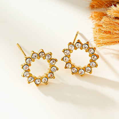 BATTISTE Or : Boucles d'oreilles clou en Zirconium Cubique (CZ) Étoile Céleste.