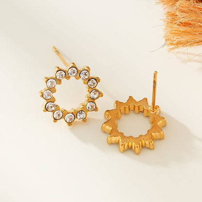 BATTISTE Or : Boucles d'oreilles clou en Zirconium Cubique (CZ) Étoile Céleste.