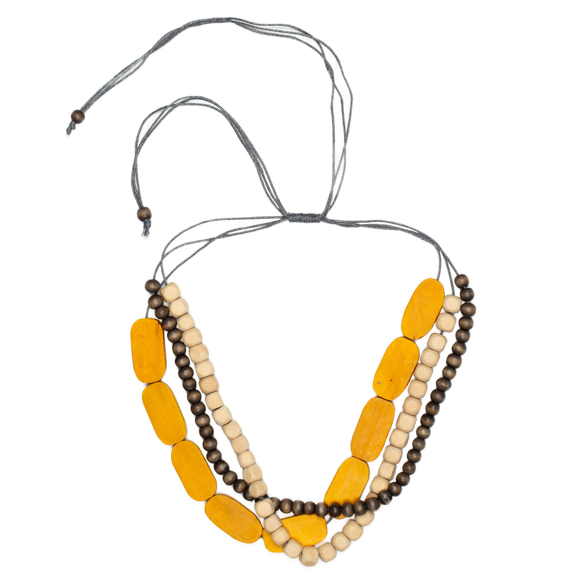 3 Strand Wooden Bead Necklace