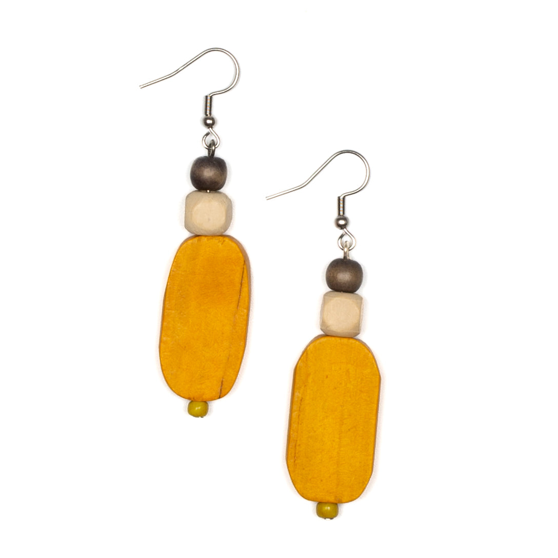 Boucle d'oreille losange en bois