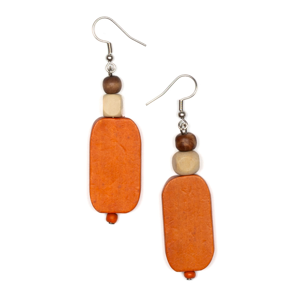 Boucle d'oreille losange en bois
