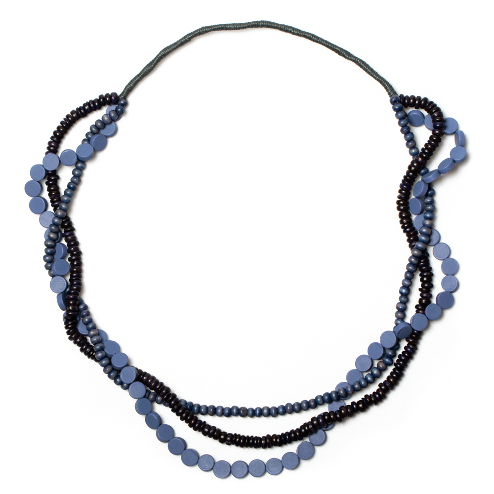 Triple Strand Wood & Resin Necklace