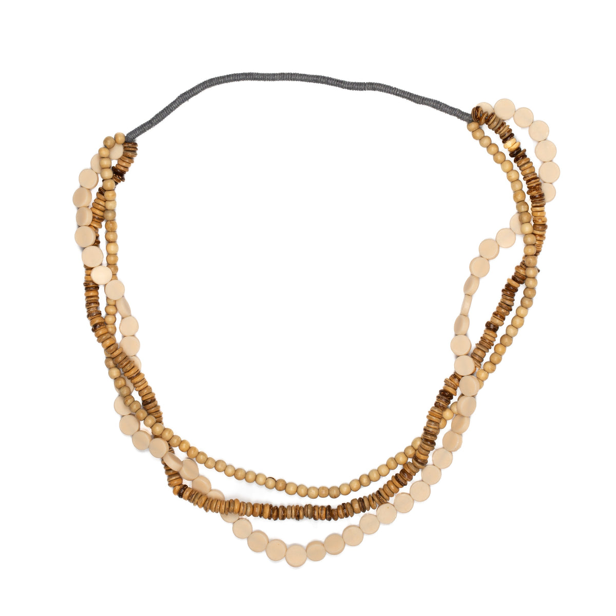 Triple Strand Wood & Resin Necklace
