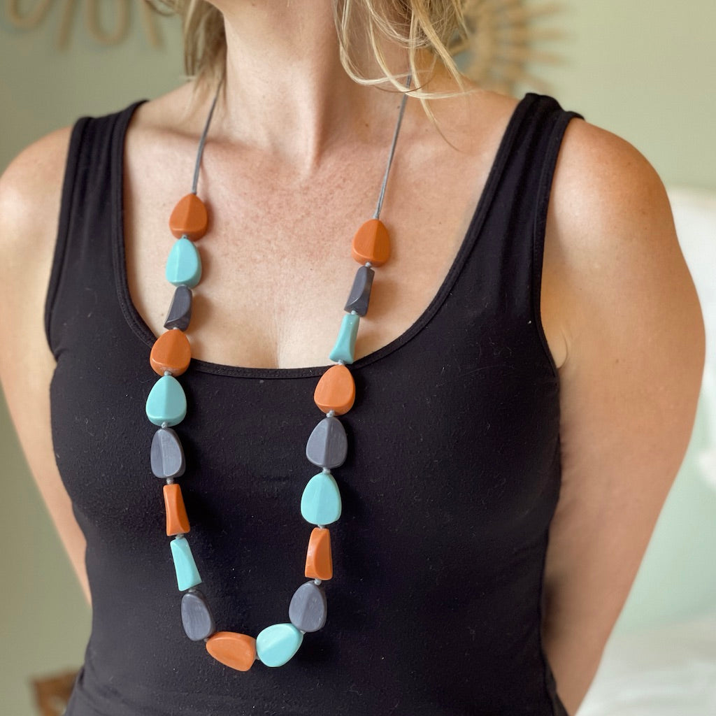 Long Resin Pebble Necklace