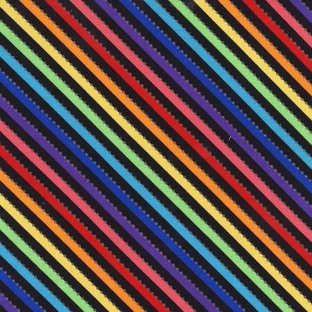 Be Colourful Magic Bias Stripe, Black Rainbow, Batik
