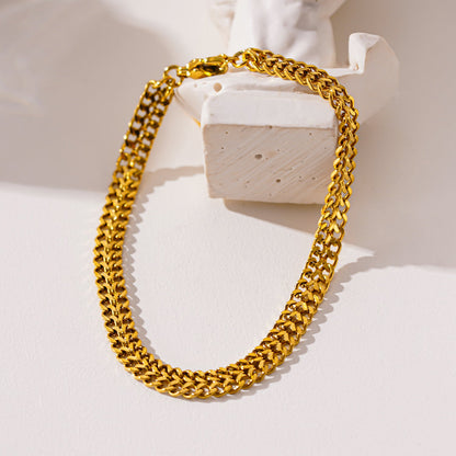 Style BELLAMY : Bracelet chaîne double singulier large et complexe