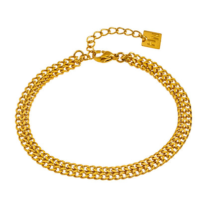 Style BELLAMY : Bracelet chaîne double singulier large et complexe
