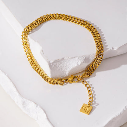 Style BELLAMY : Bracelet chaîne double singulier large et complexe