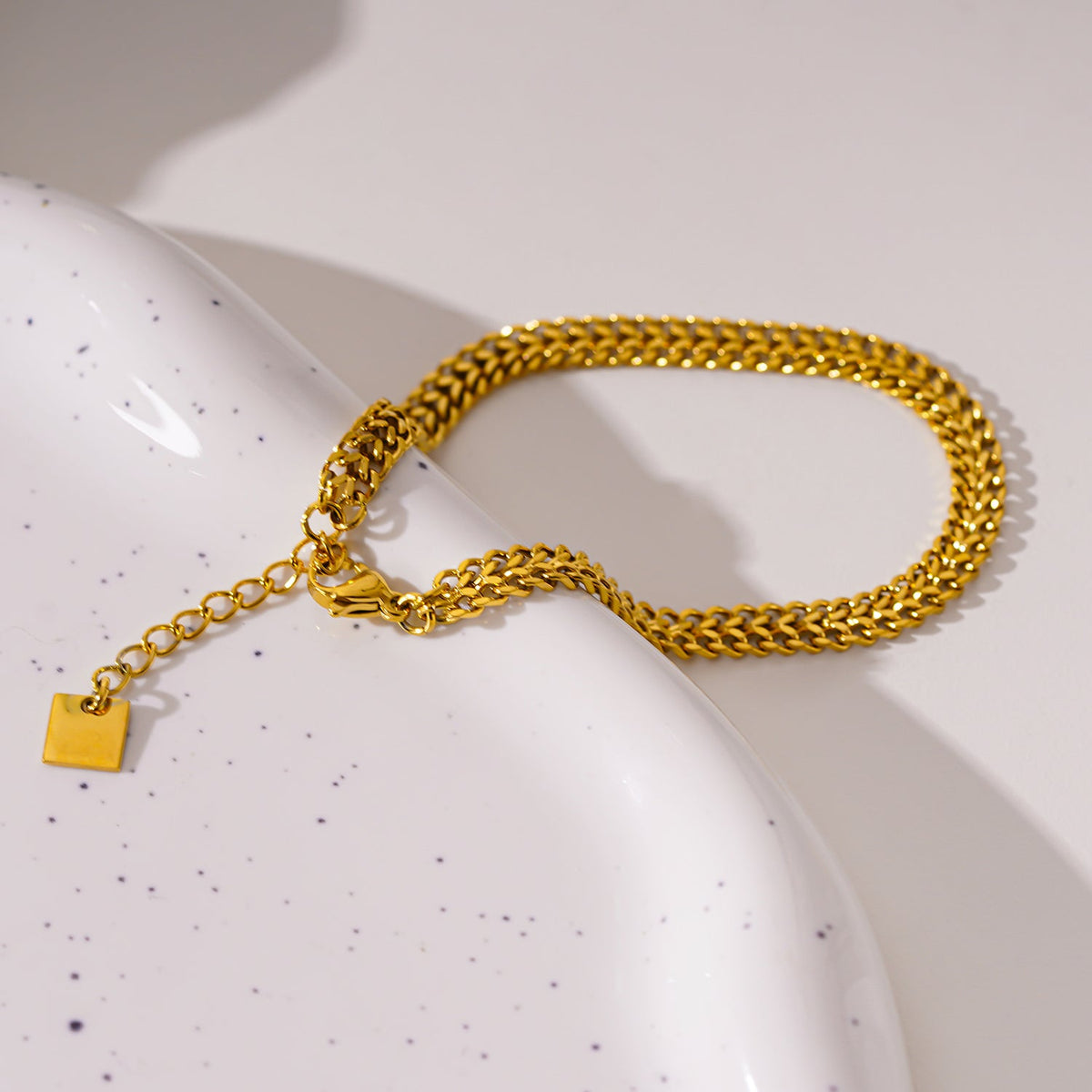Style BELLAMY : Bracelet chaîne double singulier large et complexe