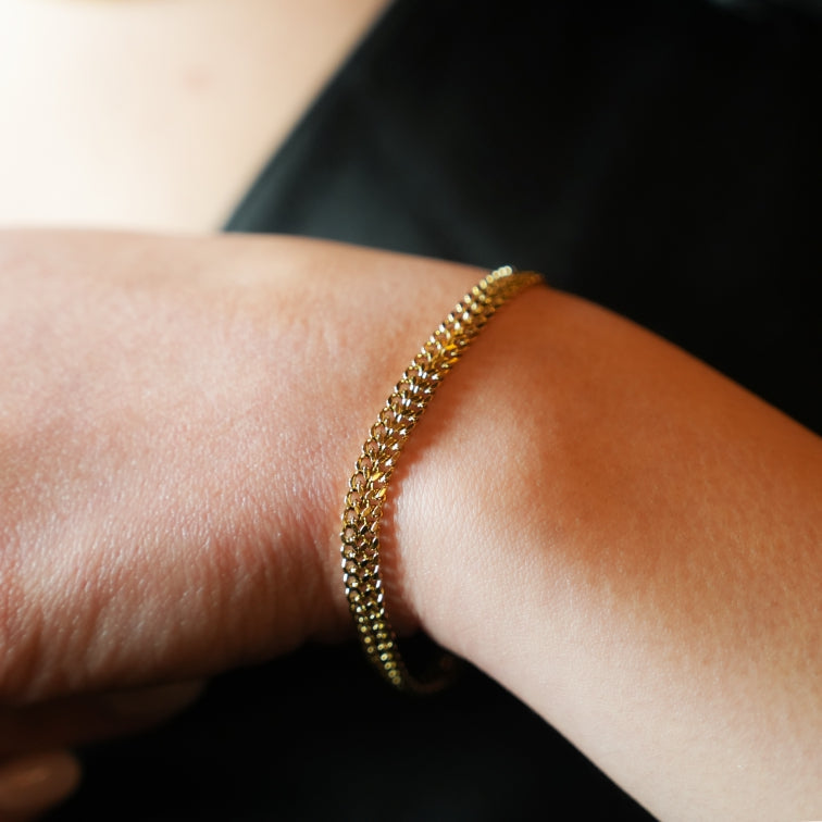 Style BELLAMY : Bracelet chaîne double singulier large et complexe