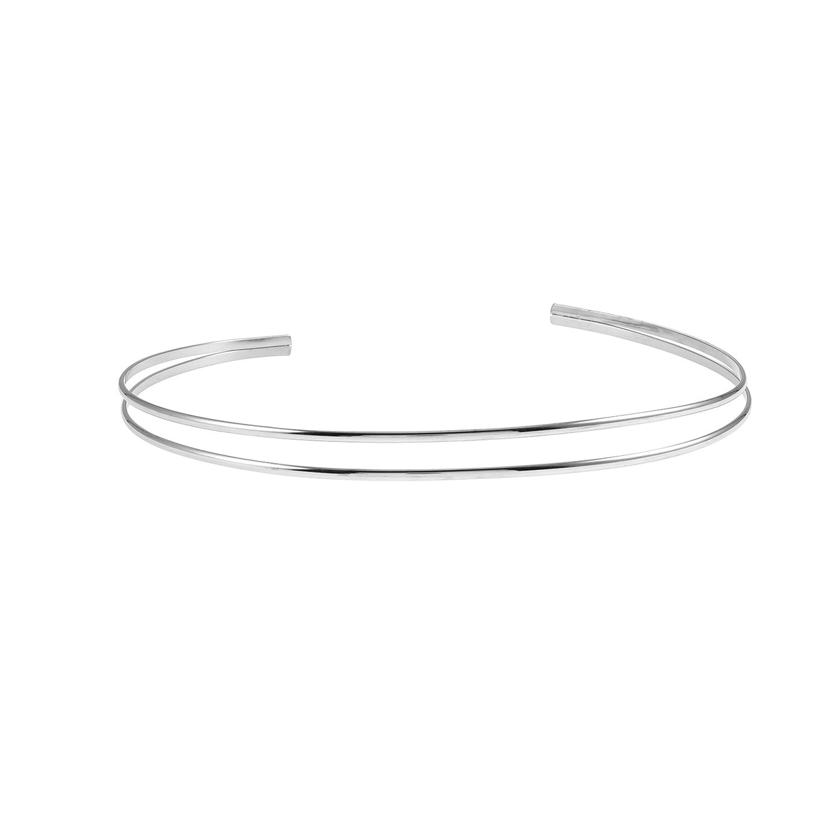 BETHANIE Argent (Or Blanc) : Collier ras-du-cou double bande.