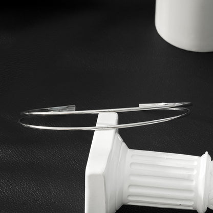 BETHANIE Argent (Or Blanc) : Collier ras-du-cou double bande.