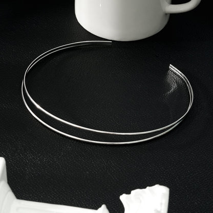BETHANIE Argent (Or Blanc) : Collier ras-du-cou double bande.