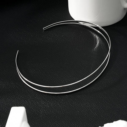 BETHANIE Argent (Or Blanc) : Collier ras-du-cou double bande.