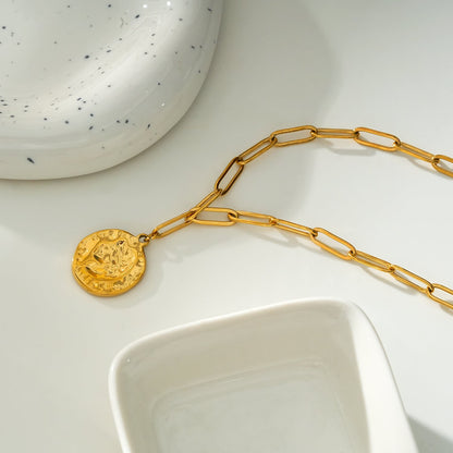 BILBAO Gold : Collier pendentif pièce de monnaie romaine.