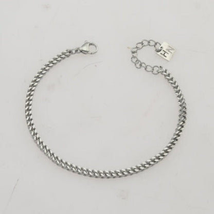 BILLIE Silver (White Gold): Cuban Link Chain Silver Bracelet