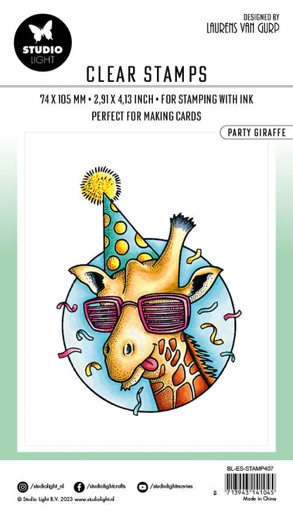 BL Tampon transparent Fête Girafe Essentiels 90x67x3mm 1 pc n°407