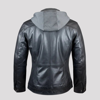 BOL Women's Removable Hood Leather Jacket